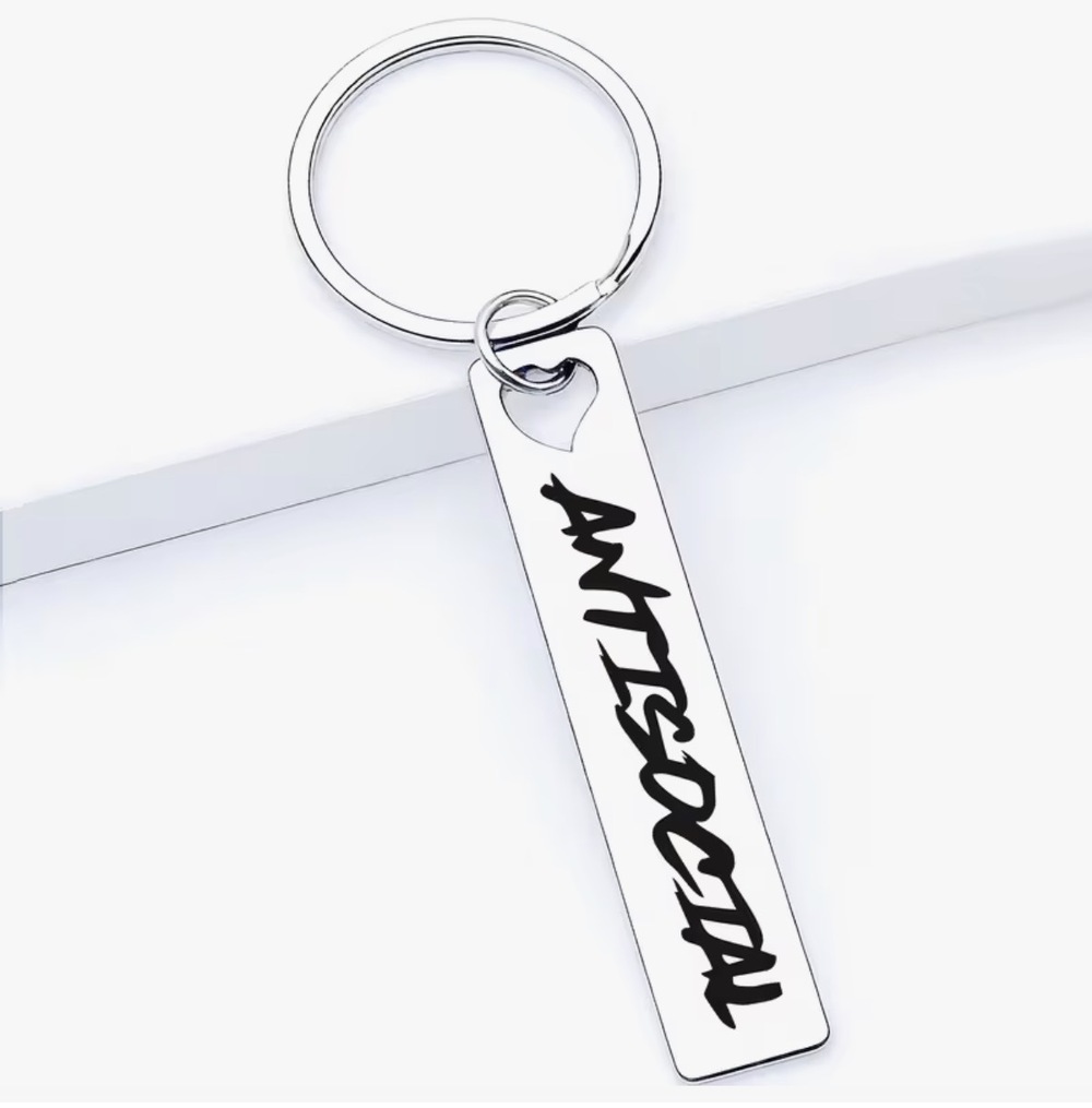 3/$25 Antisocial Stainless Steel Keychain NEW
